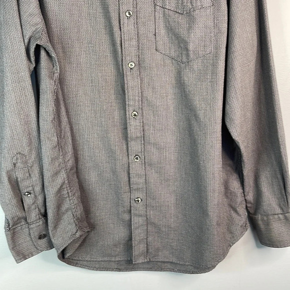 JAMES CAMPBELL Long Sleeve Dress Shirt Textured Cotton Print Grey Size M - Picture 4 of 13